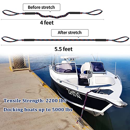 Botepon Boat Bungee Dock Lines, Boating Gifts for Men, Boat Accessories, Pontoon Accessories, Mooring Lines for Bass Boat, 4 Feet - Image 2