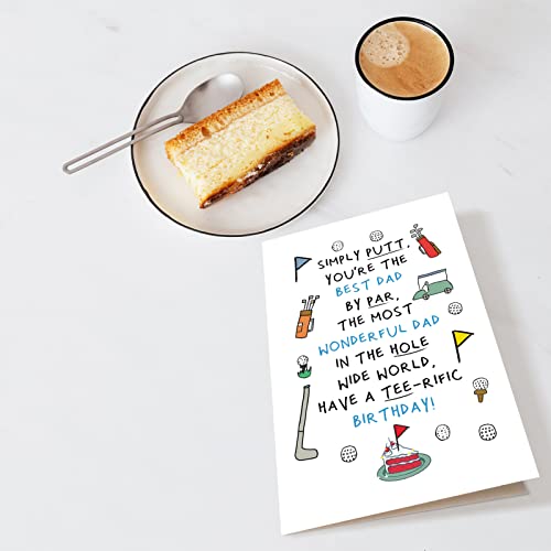 Chenive Funny Birthday Card for Dad from Son Daughter, Golf Dad Birthday Card from Kids, Humorous Birthday Greeting Card for Daddy, Have a Tee-rific Birthday - Image 4
