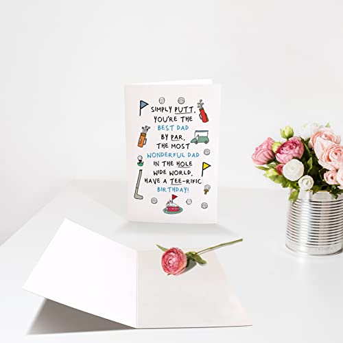 Chenive Funny Birthday Card for Dad from Son Daughter, Golf Dad Birthday Card from Kids, Humorous Birthday Greeting Card for Daddy, Have a Tee-rific Birthday - Image 3
