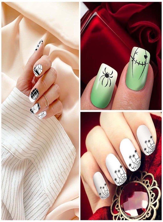 SILPECWEE 12 Sheets Glow in The Dark Nail Polish Stickers Full Nail Wraps for Women Luminous Halloween Nail Stickers Self Adhesive Nail Polish Strips Fingernail Sticker Nails with Nail File - Image 5