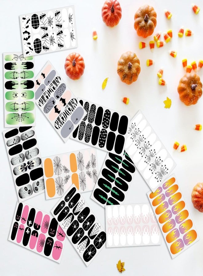 SILPECWEE 12 Sheets Glow in The Dark Nail Polish Stickers Full Nail Wraps for Women Luminous Halloween Nail Stickers Self Adhesive Nail Polish Strips Fingernail Sticker Nails with Nail File - Image 4