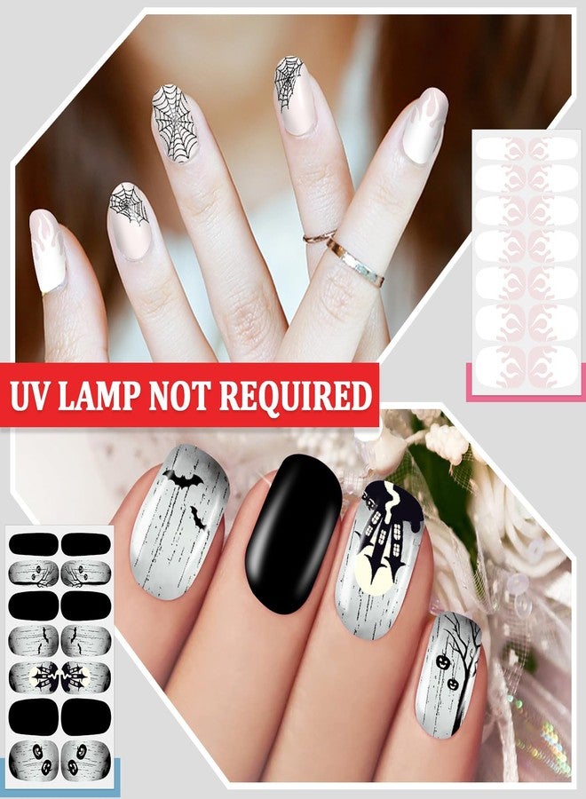SILPECWEE 12 Sheets Glow in The Dark Nail Polish Stickers Full Nail Wraps for Women Luminous Halloween Nail Stickers Self Adhesive Nail Polish Strips Fingernail Sticker Nails with Nail File - Image 3