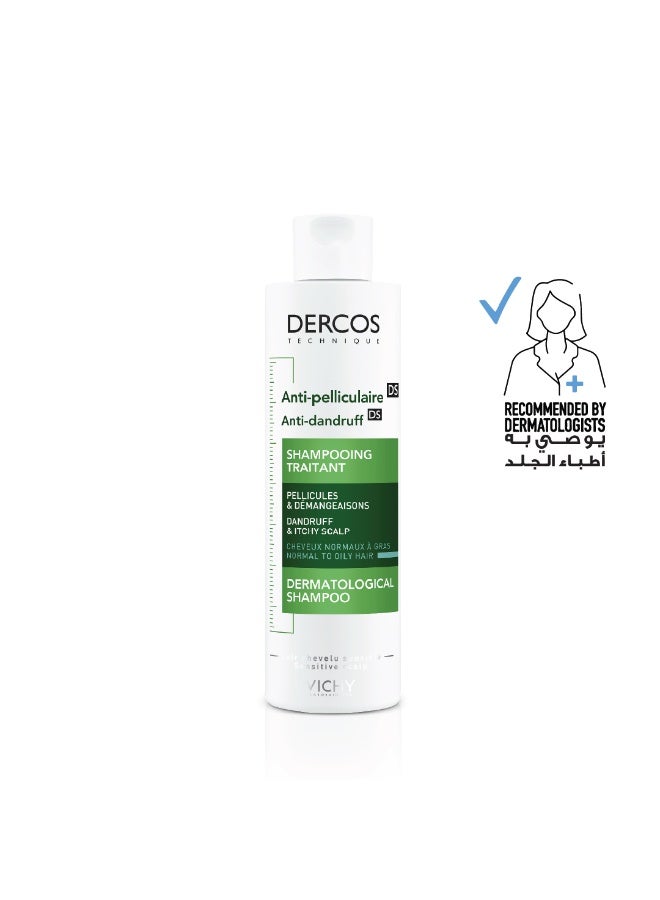 VICHY Dercos Anti Dandruff Shampoo For Normal To Oily Hair For Men & Women 200ml - Image 1