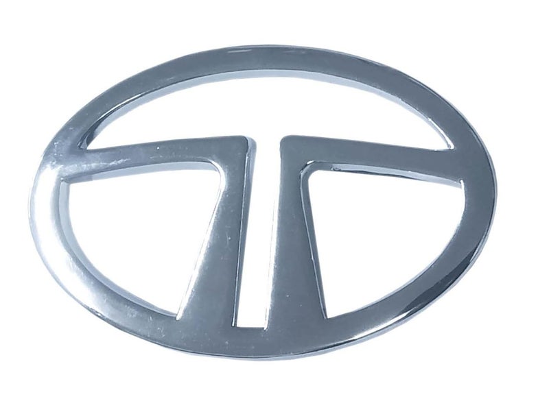 Utkarsh Car Side Chrome Finish/Plated Front Bumper Grill Badge Decal Emblem 3D Adhesive Monogram Water Resistance Oval Tata Logo Sticker for Tata All Cars - Image 1