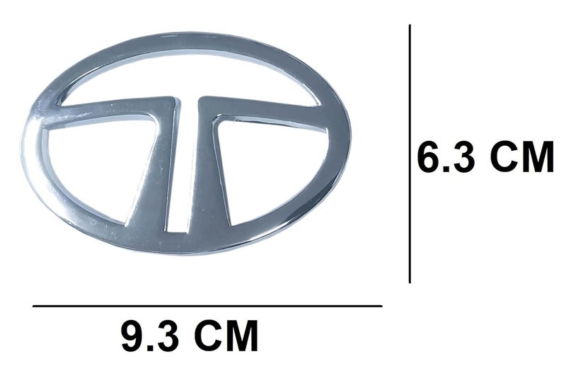 Utkarsh Car Side Chrome Finish/Plated Front Bumper Grill Badge Decal Emblem 3D Adhesive Monogram Water Resistance Oval Tata Logo Sticker for Tata All Cars - Image 2