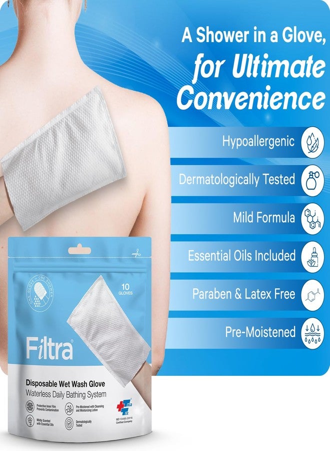 FILTRA® Disposable Wet Wash Gloves | Body Wipes | Bathing Gloves | Bed Bath Wipes | Bathing Wipes Pre-Moistened | 4 x Re-Sealable Zip Lock Pouches of 10 Gloves (4 Packs of 10 Gloves) - Image 4