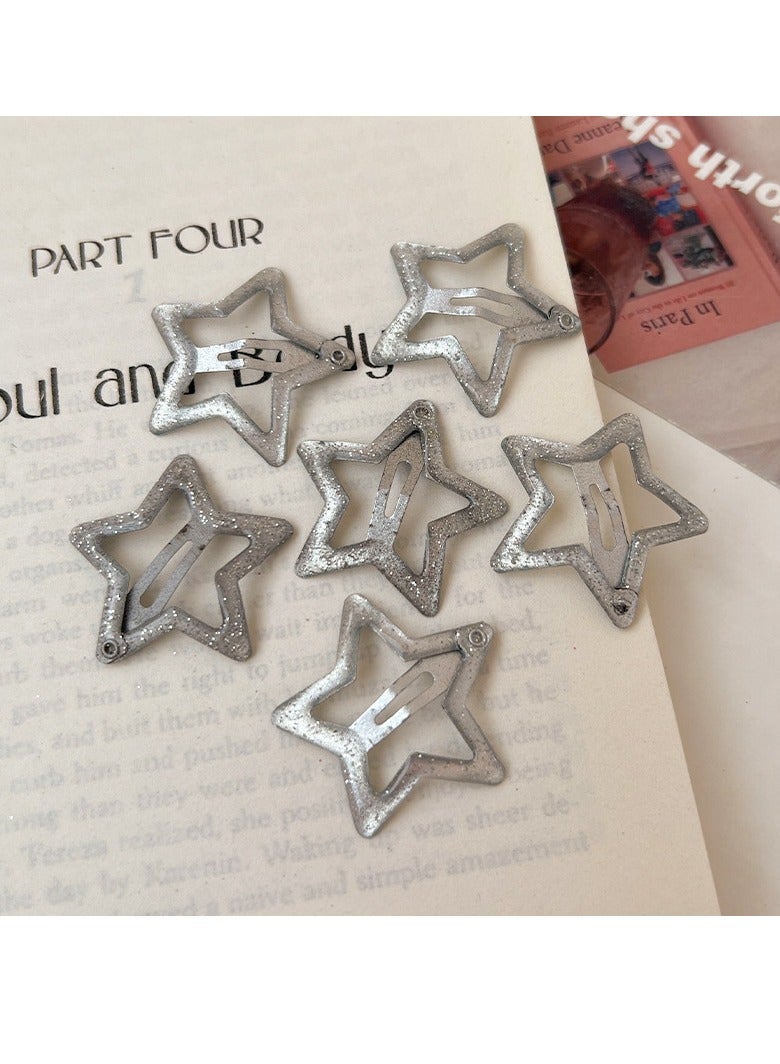 20 PCS 1.26" Star Hair Clips Snap Star Barrettes Y2K Hair Accessories 2000s Y2K Silver Metal Hair Clip - Image 4