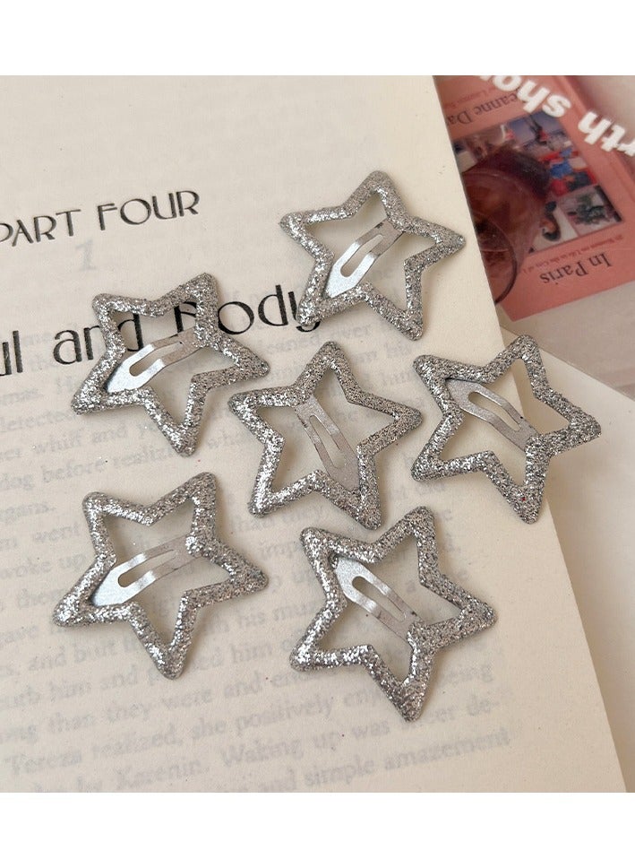 20 PCS 1.26" Star Hair Clips Snap Star Barrettes Y2K Hair Accessories 2000s Y2K Silver Metal Hair Clip - Image 5