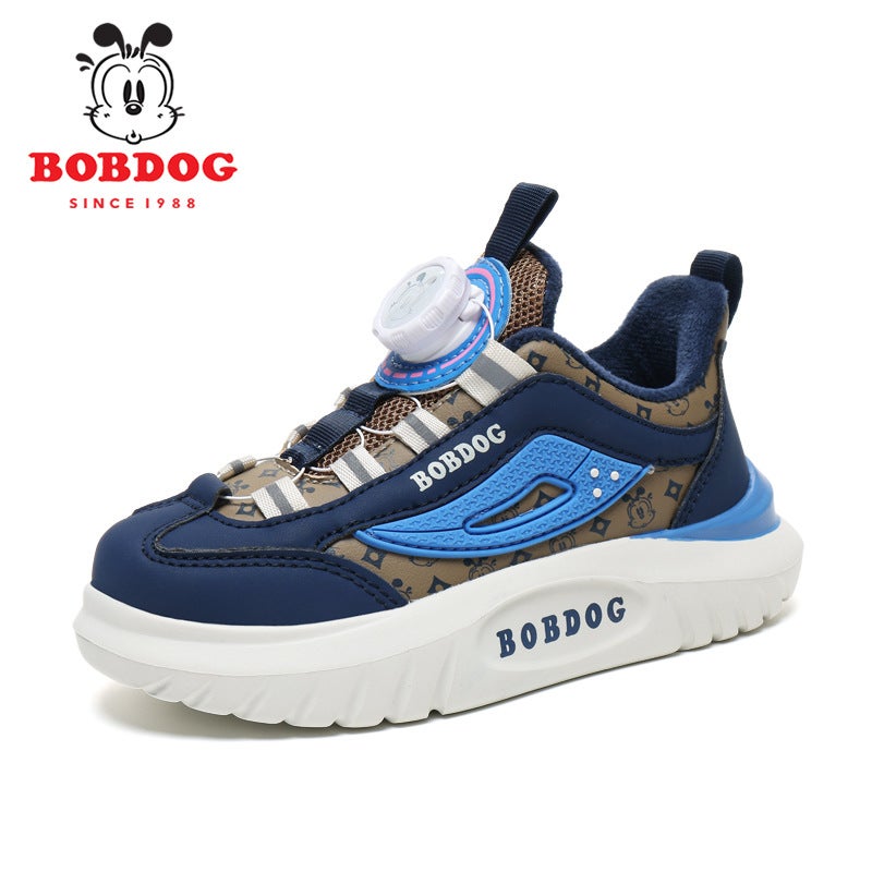Babu Beans Children'S Shoes Spring Girls Sports Shoes Leather Boys Casual Shoes Non-Slip Sports Fleece-Lined - Image 1