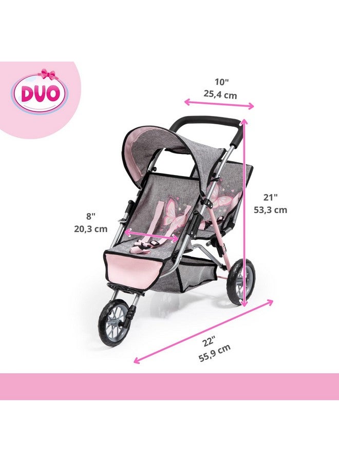 باير ديزاين عربة ركض باير ديزاين دولز توين بثلاث عجلات، رمادية، وردية - Image 3