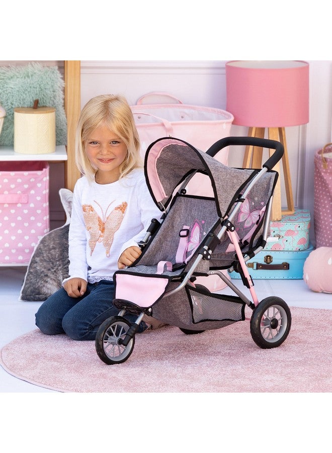 باير ديزاين عربة ركض باير ديزاين دولز توين بثلاث عجلات، رمادية، وردية - Image 4