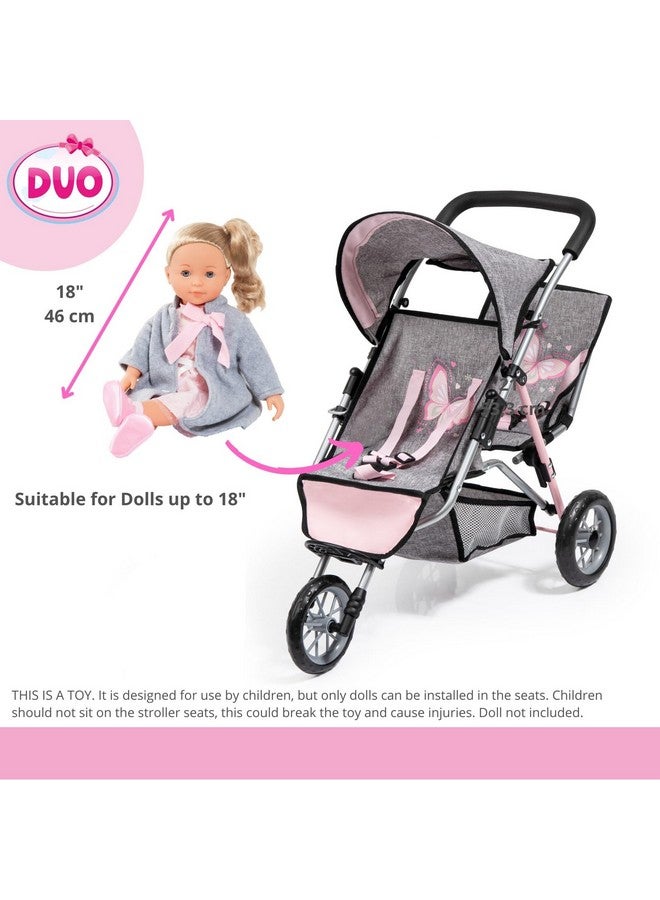 باير ديزاين عربة ركض باير ديزاين دولز توين بثلاث عجلات، رمادية، وردية - Image 2