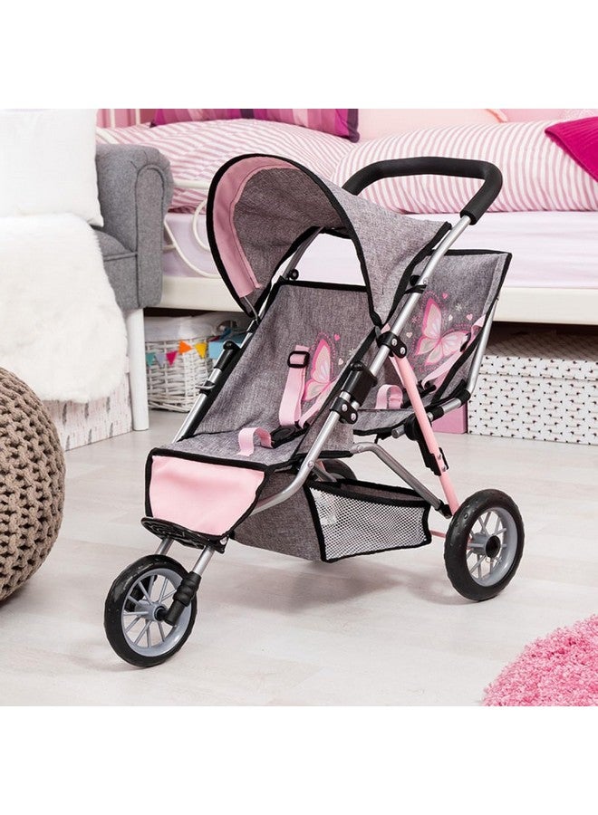 باير ديزاين عربة ركض باير ديزاين دولز توين بثلاث عجلات، رمادية، وردية - Image 5