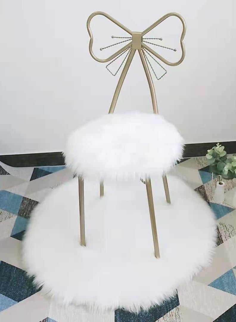 HOME TASTE TOMSUN Modern Vanity Chair Stylish Butterfly Backrest Dressing Makeup Stool Princess Chair for Girls & Ladies Fluffy Gold Accent Vanity Chair for Dressing Room Bedroom Beauty Room - Image 5
