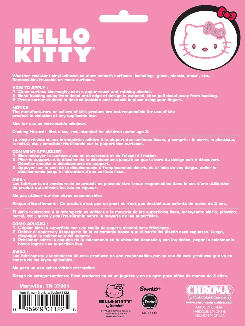 CHROMA 001122 Cling Bling 'Hello Kitty' Decal Pink, 4" x 5" - Image 5
