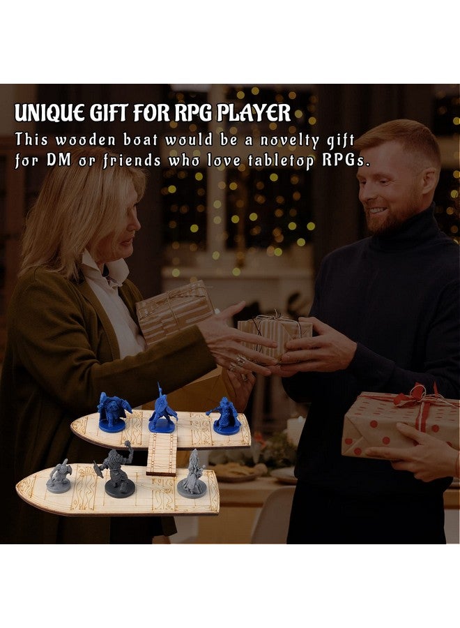 CZYY Wooden Row Boat 2PCS Laser Cut Hold Eight 1" Miniatures(Not Included) Perfect for D&D, Dungeons and Dragons, Pathfinder or Other Tabletop RPGs - Image 5