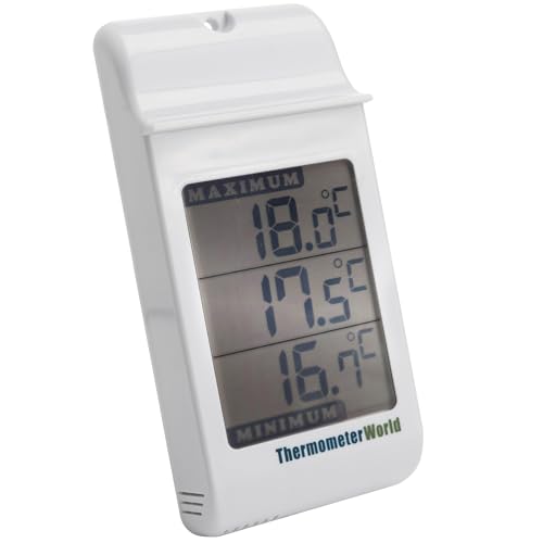 Thermometer World Digital Greenhouse Thermometer for Monitoring Maximum and Minimum Temperatures - High Low Thermometer for Recording Max and Min Temperatures Garage Greenhouse Accessories Indoor Outdoor - Image 1