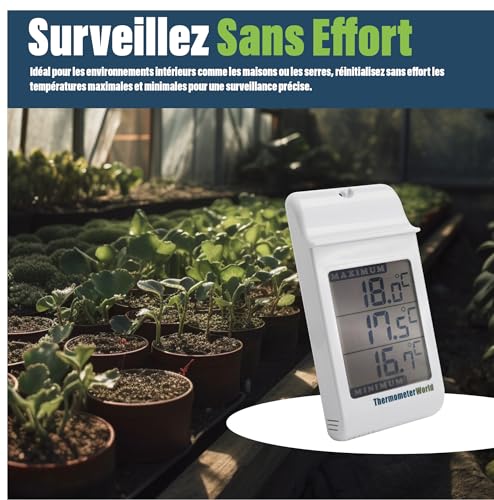 Thermometer World Digital Greenhouse Thermometer for Monitoring Maximum and Minimum Temperatures - High Low Thermometer for Recording Max and Min Temperatures Garage Greenhouse Accessories Indoor Outdoor - Image 5