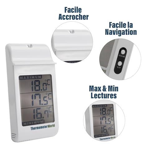 Thermometer World Digital Greenhouse Thermometer for Monitoring Maximum and Minimum Temperatures - High Low Thermometer for Recording Max and Min Temperatures Garage Greenhouse Accessories Indoor Outdoor - Image 4