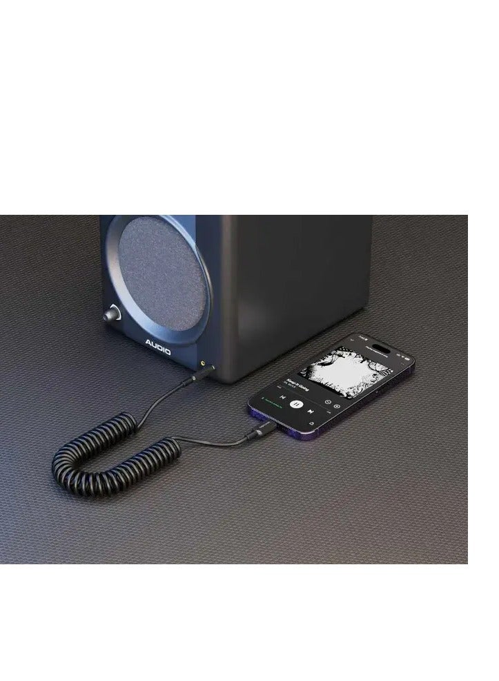 برودو بورودو كابل شحن أيفون Lightning بمدخل صوت AUX  طول 1.2 متر - أسود