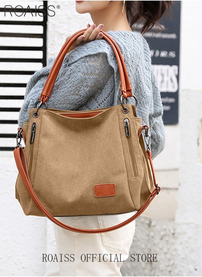 Large Capacity Shoulder Tote Bag Casual Canvas Handbag Crossbody with Long Strap Multi Pocket for Young Women Teenagers School Shopping - pzsku/Z76CA0FCE4A91D0CA2836Z/45/_/1736416327/4b471ada-50ce-4dc7-900e-7c80c0c9eb7e