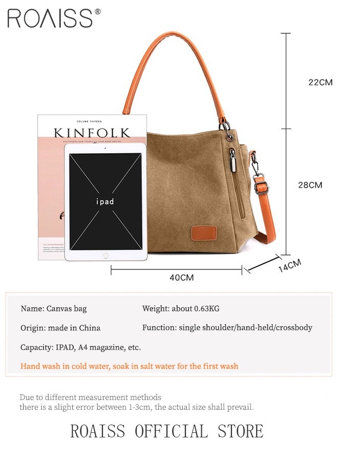 Large Capacity Shoulder Tote Bag Casual Canvas Handbag Crossbody with Long Strap Multi Pocket for Young Women Teenagers School Shopping - pzsku/Z76CA0FCE4A91D0CA2836Z/45/_/1736416356/2007ca01-b230-49f0-b86b-14da516b4c92