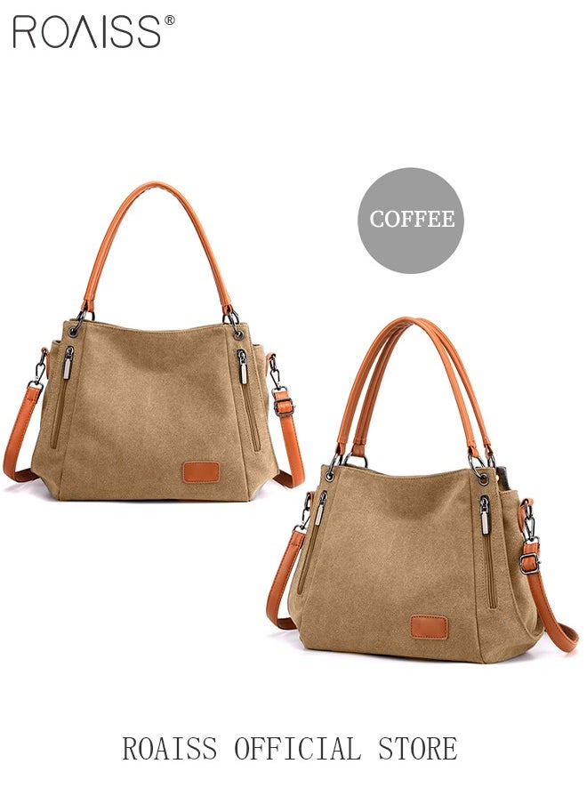 Large Capacity Shoulder Tote Bag Casual Canvas Handbag Crossbody with Long Strap Multi Pocket for Young Women Teenagers School Shopping - pzsku/Z76CA0FCE4A91D0CA2836Z/45/_/1736416378/9e924ee5-7b48-4469-983a-c272b678c23e