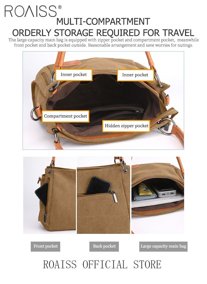 Large Capacity Shoulder Tote Bag Casual Canvas Handbag Crossbody with Long Strap Multi Pocket for Young Women Teenagers School Shopping - pzsku/Z76CA0FCE4A91D0CA2836Z/45/_/1736416481/11d53134-df63-4e9c-9897-28991e32cc2d