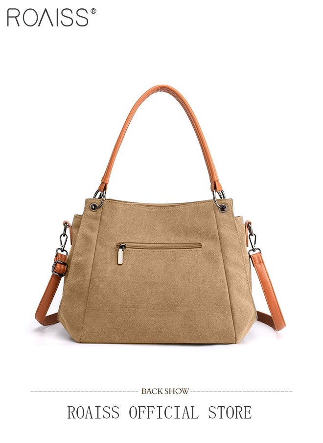 Large Capacity Shoulder Tote Bag Casual Canvas Handbag Crossbody with Long Strap Multi Pocket for Young Women Teenagers School Shopping - pzsku/Z76CA0FCE4A91D0CA2836Z/45/_/1736416484/8542075a-f0de-4764-b4c5-9e45f3c5addd