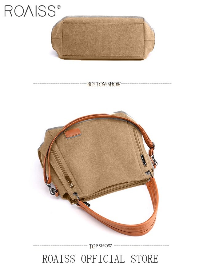 Large Capacity Shoulder Tote Bag Casual Canvas Handbag Crossbody with Long Strap Multi Pocket for Young Women Teenagers School Shopping - pzsku/Z76CA0FCE4A91D0CA2836Z/45/_/1736416490/573683a5-2cd1-4ba6-953a-03b71df95ab4