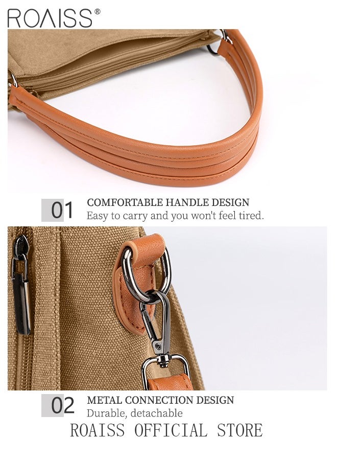 Large Capacity Shoulder Tote Bag Casual Canvas Handbag Crossbody with Long Strap Multi Pocket for Young Women Teenagers School Shopping - pzsku/Z76CA0FCE4A91D0CA2836Z/45/_/1736416492/6feab089-06a0-45d4-88ba-2a7e93663614