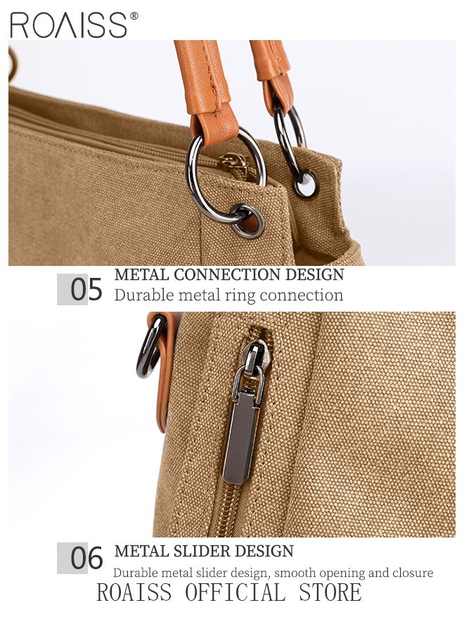 Large Capacity Shoulder Tote Bag Casual Canvas Handbag Crossbody with Long Strap Multi Pocket for Young Women Teenagers School Shopping - pzsku/Z76CA0FCE4A91D0CA2836Z/45/_/1736416494/52b67cd2-1b09-46b6-bae2-a78acf03c1f2