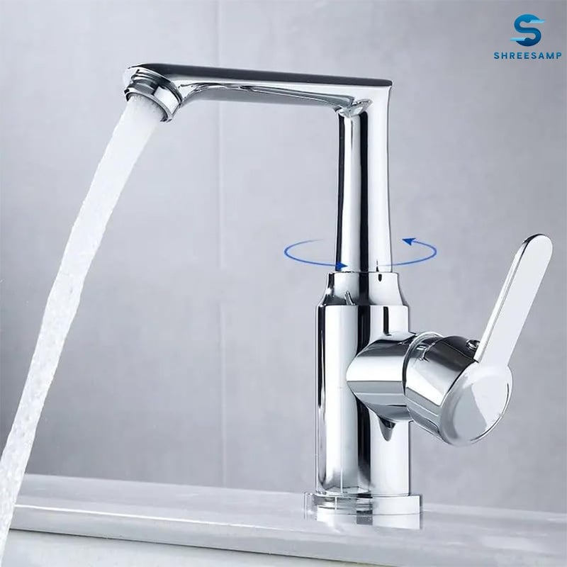 SHREESAMP Shower Mixer Chrome Cloakroom Kitchen Faucet Single Hole 360 Degree Rotation Swivel Sink Basin Faucet Cold and Hot Water Mixer Tap Faucet Stainless Steel Basin Tap for Kitchen Bathroom - Image 2