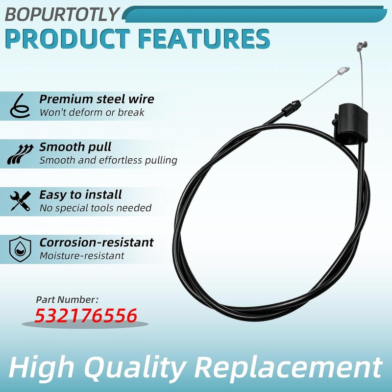 Bopurtotly 176556 532176556 Control Cable 162778 for Husqvarna Craftsman Weed Eater Poulan Walk Behind Lawn Mower - Image 2