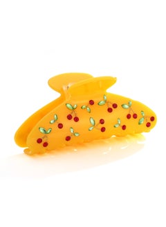 LILIEWHITE Yellow Acrylic Hair Clips For Women Cherry Hair Clip Claw With The Rhinestone Pattern In Red Cherry Strong Hair Fix Hair Clips Jewelry Fashion Present For Women Hair Accessory