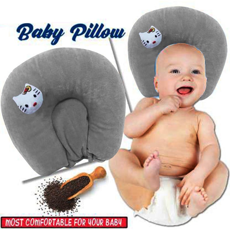 NME COLLECTION Mustard Pillow for New Born Baby, Ideal for Round Head Shaping Seed Pillow with Foam Cotton Cover for 0 to 12 Months Babies (Elephant) - Image 3