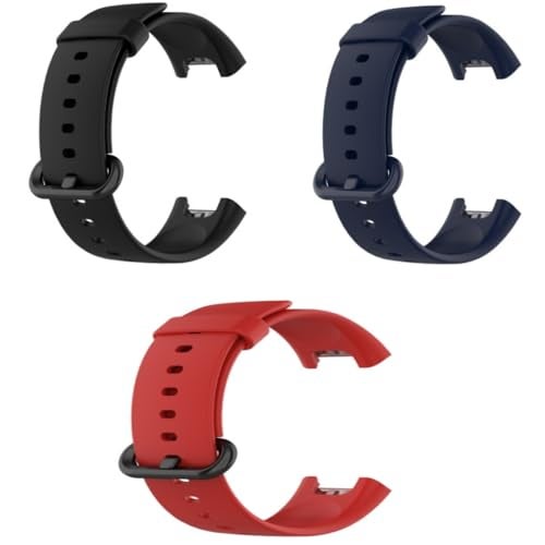 EDNITA Redmi Watch 2 Lite & Redmi GPS Smart Watch Band Strap with Soft Silicone Classic Strap & Secure Buckle - Black,Blue,Red - Pack of 3 - Image 1