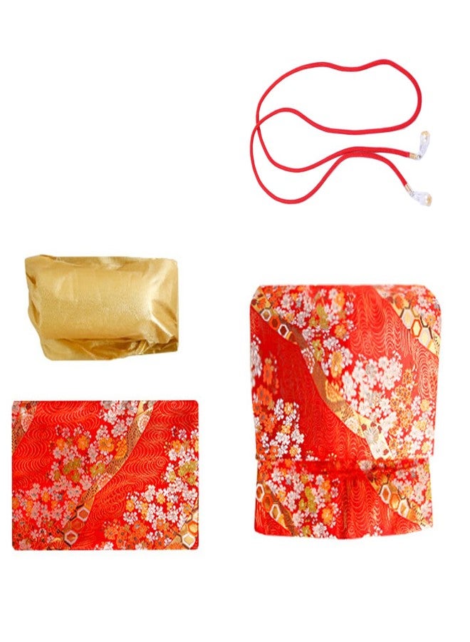 CAMDOM Women's Japanese Kimono Taikoor Box Knot Obi Belt 4 Pcs Vintage Jacquard Cotton Waistband Yukata Robe Accessories - Image 4