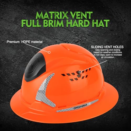 GREEN DEVIL Matrix Full Brim Hard Hat Vented Construction Safety Helmet OSHA Approved Cascos De Construccion Work Hardhat for Men&Women - Image 2