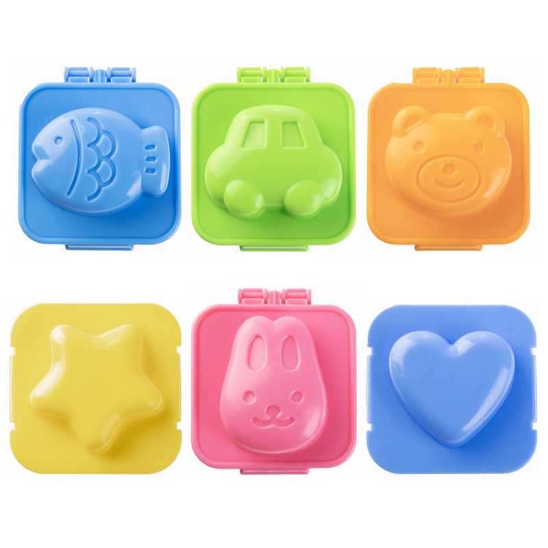 YunKo 6Pcs Egg Rice Mold Hard Boiled Egg Mold Fish Car Heart Shape Onigiri Mold Rice Ball Maker, Fondant Cake Pop Decorating Tool Fun Cookery Kitchen Gadgets - Image 1