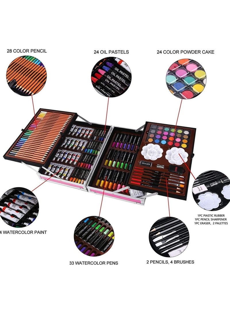 Art Set 145pcs with Portable Box, Professional Artists Drawing Set for Kids, Teens and Adults Including Colored Pencils, Watercolor Paints, Oil Pastels  - Image 2