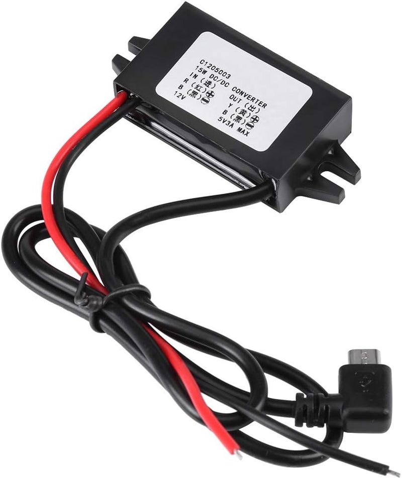 klarako Voltage Converter, DC DC Micro USB Voltage Converter, 12V to 5V 3A Car Voltage Converter, Micro USB Converter Step Down Regulator for Car Smartphone - Image 1