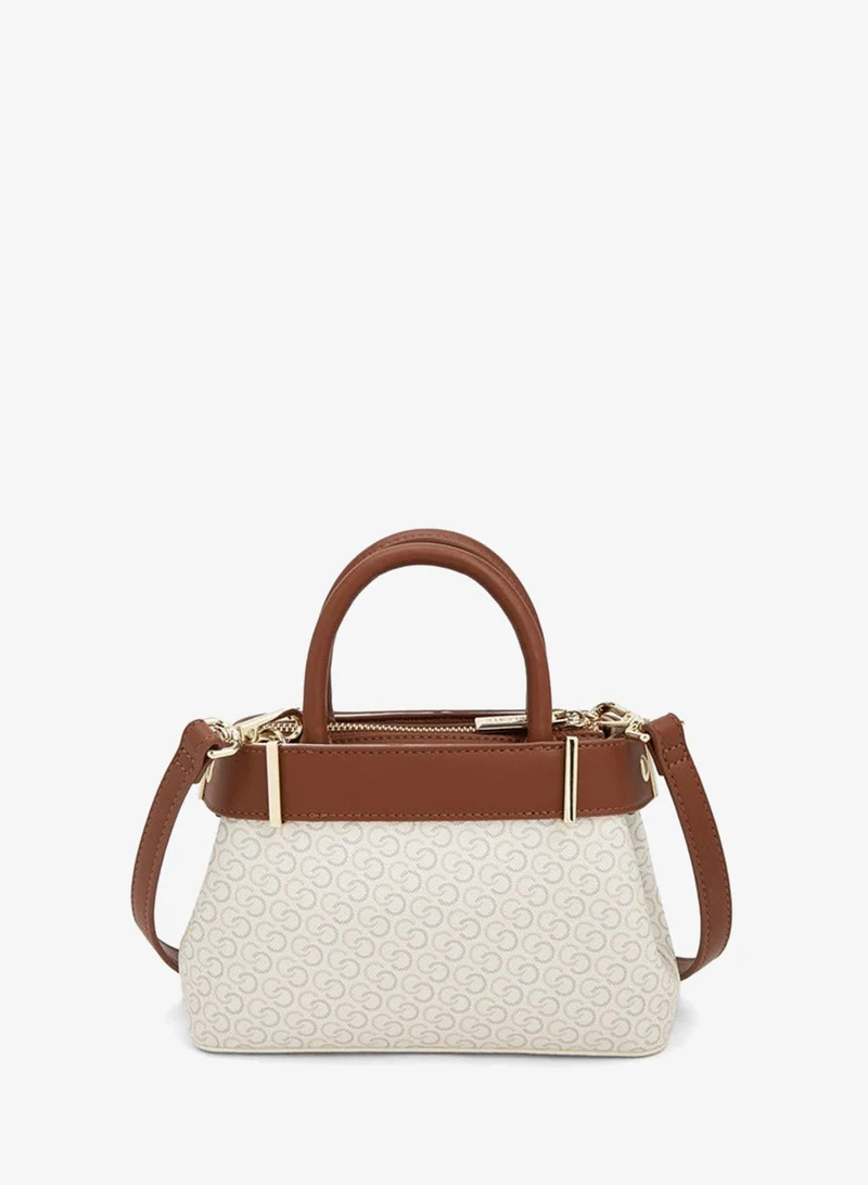 Celeste BEIGE Textured Satchel Bag With Detachable Strap for Women | Best Price UAE