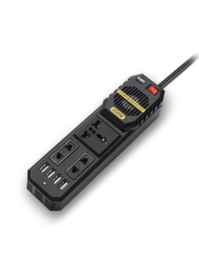 Crony 200W Power Inverter, DC 12V to AC 220V Car Power Inverter with 4 USB Port Cigarette Lighter - Image 1