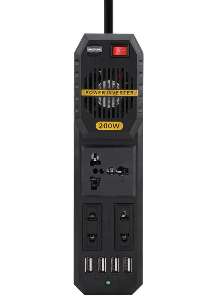 Crony 200W Power Inverter, DC 12V to AC 220V Car Power Inverter with 4 USB Port Cigarette Lighter - Image 3