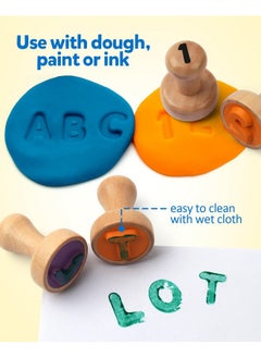 Coogam Coogam Wooden Alphabet Number Stamp Flashcard, ABC Spelling Letter Stampers and Mathematics Learning Number Stampers Arts and Crafts Supplies, Montessori Educational Toy Gifts for 3 4 5 Year Old  - Image 2