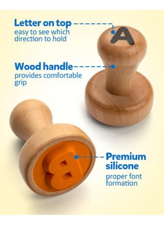 Coogam Coogam Wooden Alphabet Number Stamp Flashcard, ABC Spelling Letter Stampers and Mathematics Learning Number Stampers Arts and Crafts Supplies, Montessori Educational Toy Gifts for 3 4 5 Year Old  - Image 4