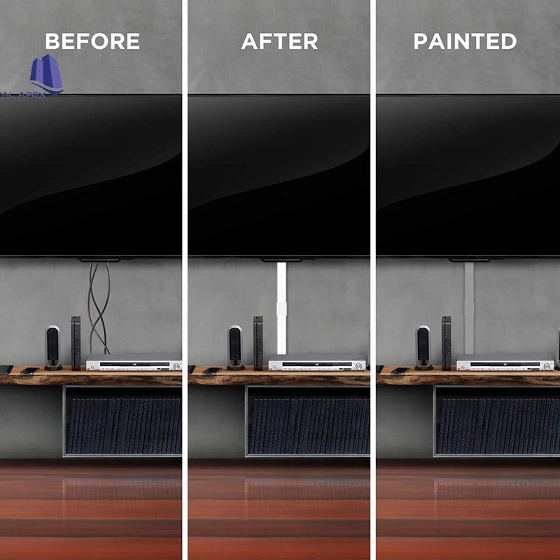 Royal Apex 90cm Square Cable Box Self Adhesive PVC Trunking White Wall Cord Cover Cable Concealer On-Wall Wire Cover Paintable Cable Management Raceway to Hide Wires - Pack of 3 (50x50MM) - Image 4