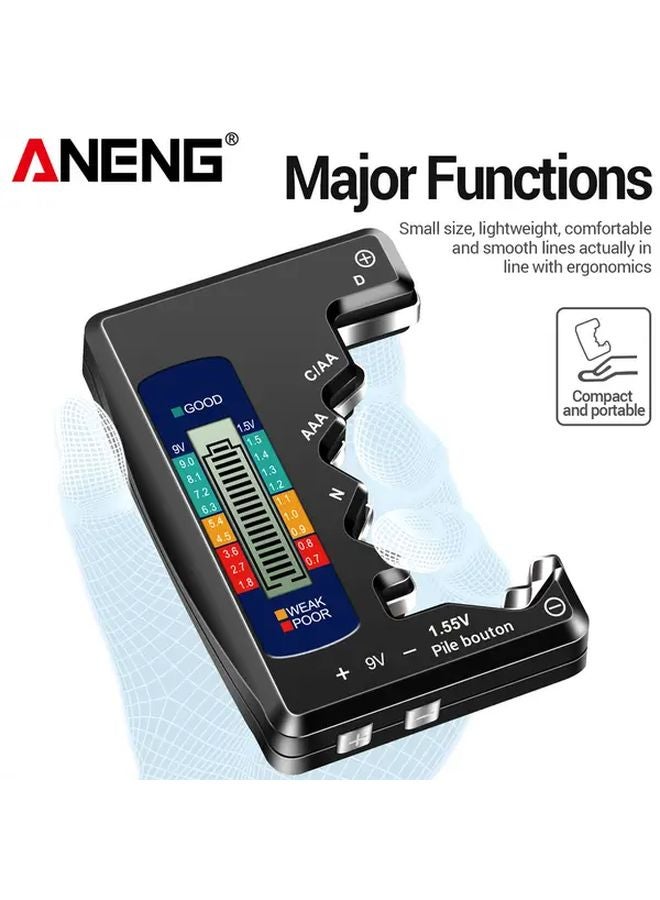 ANENG BT158 Black Digital Battery Tester LCD Display 9V 1 55V AA AAA Capacity Detector - Image 5