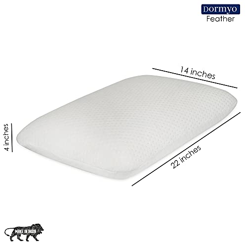 Dormyo Feather Memory Foam Orthopedic King Size Pillow with Premium Washable 400 GSM Cover and 200 GSM Inner Cover (22 * 13.5 * 4 inch) (Feather Pack of 1) - Image 2